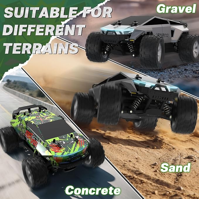 Fast RC Cars for Adult 1:18 Fast Remote Control Car 40KMH 2.4GHz High Speed RC Truck 4WD Waterproof Monster RC Truck with 2 Rechargeable Batteries Birthday Gifts for for 8+ Year Old Boys Adults