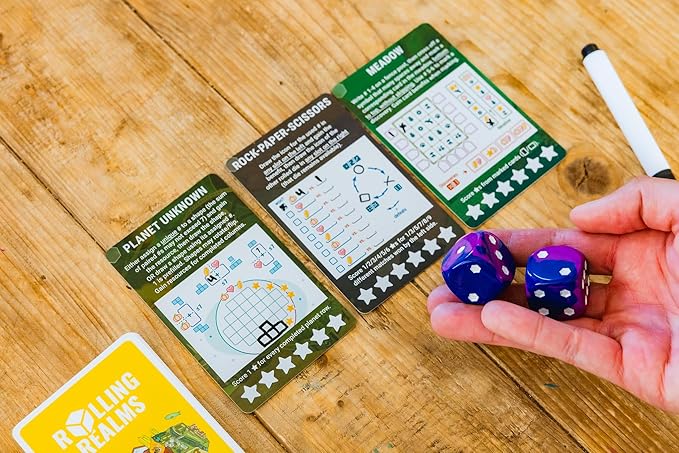 Stonemaier Games: Rolling Realms Redux by Jamey Stegmaier &amp Karel Titeca | A Light Strategic Roll-and-Write Game for Families and Adults | Compete in a Series of Minigames | 1-6 Players 30 Mins
