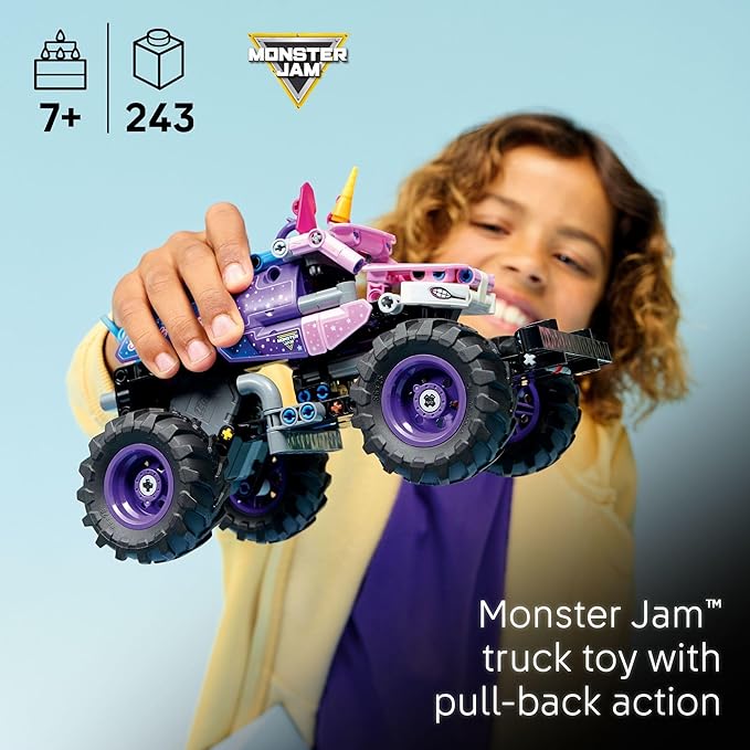 LEGO Technic Monster Jam Sparkle Smash Pull-Back Truck Toy for Boys &amp Girls - Monster Truck Building Toy W/Pull-Back Racing Action for Kids Ages 7+ - Gift Idea for Birthdays - 42220