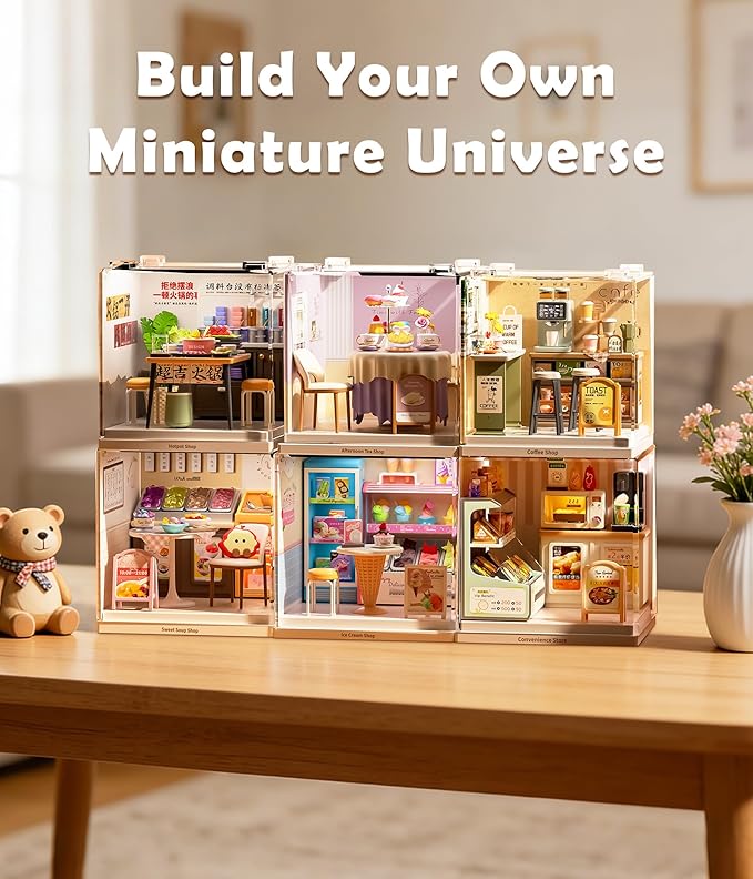 Hot Pot Restaurant Miniature Model Kit - Unique Asian Food Theme DIY Building Set Highly Detailed Stove &amp Tableware Fun Collectible for Model Enthusiasts