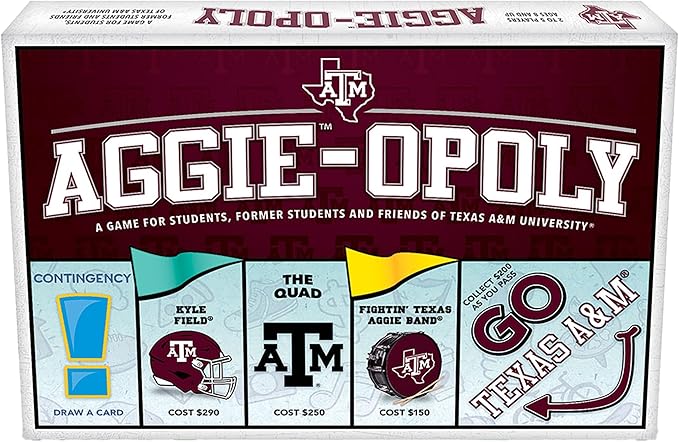 Late for The Sky: Aggie-Opoly - Texas A&ampM University Themed Family Board Game Opoly-Style Traditional Play Or 1 Hr Version Ages 8+ 2-5 Players