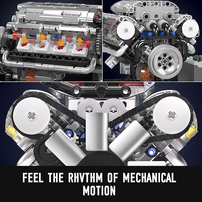 Mould King 10088 V8 Engine Model Building Kit That Runs Build Your Own Mini Engine That Works STEM Toy Gift for Adults 14+ Teens DIY Mechanic Engineering Construction for Display (535 PCS)