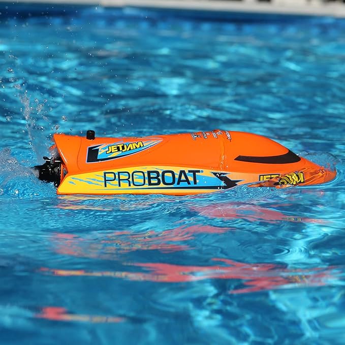 Horizon Hobby Pro Boat RC Jet Jam V2 12 Self-Righting Pool Racer Brushed RTR Batteries for Transmitter Not Included Orange PRB08031V2T1