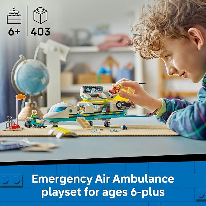 LEGO City Emergency Air Ambulance Airplane Building Toy for Kids - Pretend Play Rescue Airplane Model for Boys &amp Girls Ages 6+ - Building Blocks W/Hero Minifigures - Gift Idea for Birthdays - 604
