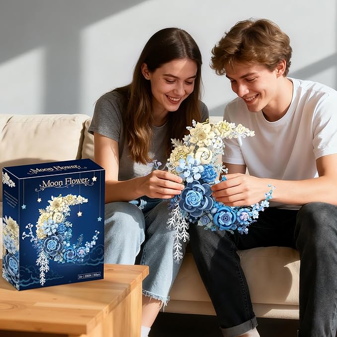 Crescent Moon Flower Building Set Compatible with Lego Botanical Collection Building Blocks Kit for Adults - Unique Home Décor Wall Art and Gift Idea