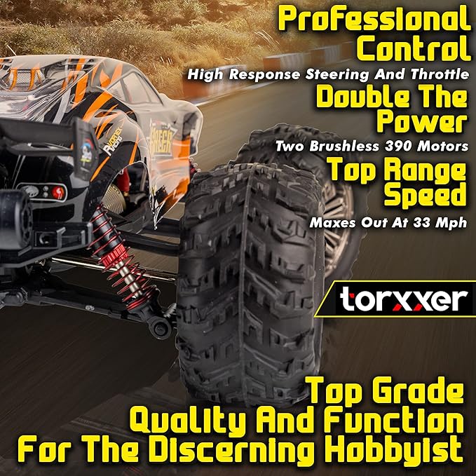 1:16 Scale Brushless RC Truck - High Speed Hobby Grade RC Car Hits 33 Miles Per Hour - Off Road 4WD for Grip on Any Terrain Ready to Run Waterproof Trophy Truck