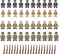WW2 Army Men 40 Pcs Set -Compatible with Major Building Bricks 10 US 10 British 10 French 10 German Soldiers - for Dioramas &amp War Games