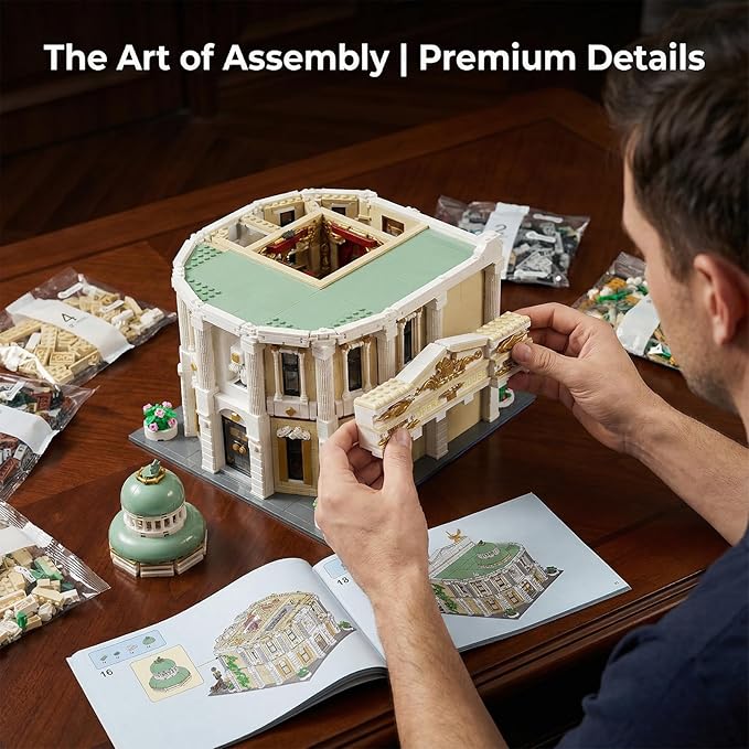 Paris Opera House Modular Building Sets for Adults European Theater Architecture with Light Kit &amp 8 Figures Collectible Club Building with Guitar for Music Lovers Gifts (4490 PCS)