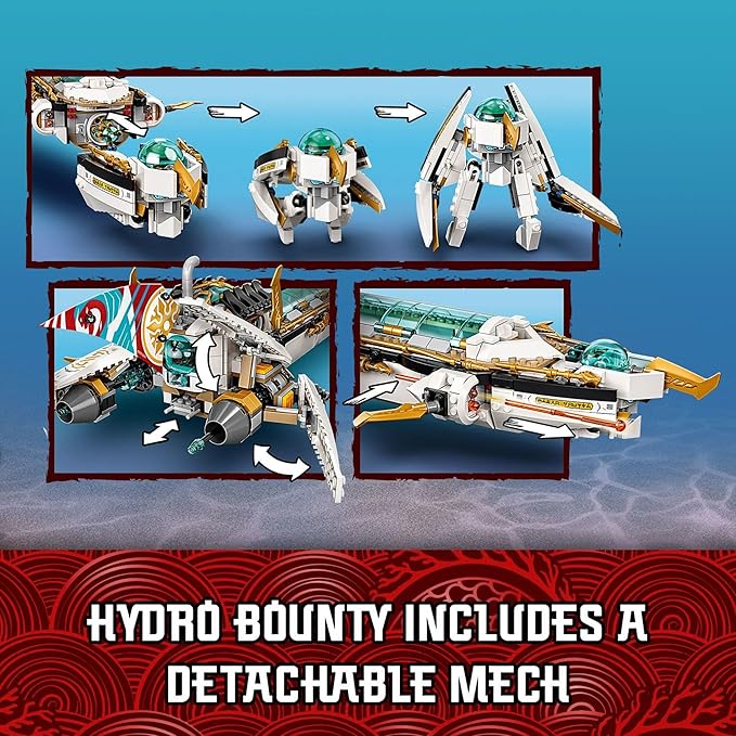 LEGO NINJAGO Hydro Bounty Building Set 71756 Submarine Toy with Kai and NYA Minifigures Ninja Toys Gifts Presents for Kids Boys Girls Age 9 Plus Years Old