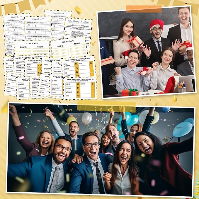 Office Party Friendly Feud Game with 2 Answer Buzzers Team Building Feud Cards for Family Game Night Fun Trivia Quiz for Work Staff Coworkers Groups