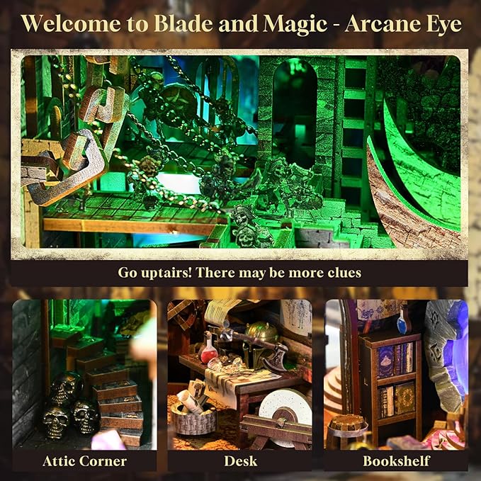 Book Nook Kit DIY Miniature House Dollhouse Kit for Adults and Teens Booknook Tiny House Bookshelf Decor (Blade and Magic)