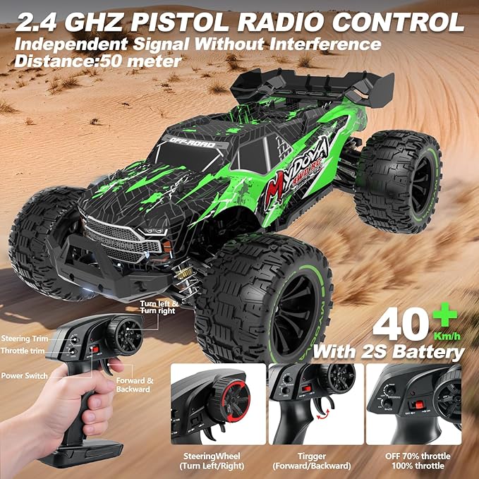 1:14 Scale RC Cars for Adults 40+KPH High Speed Remote Control Car RC Truggy 4x4 Off-Road Remote Control Truck All Terrain Waterproof Electric Car for Snow Sand Beach with 2 x 2S Batteries