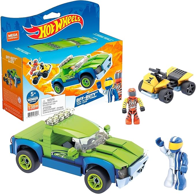 Hot Wheels Mega Construx Off-Duty and ATV Construction Set Building Toys for Kids 5 Years and Up