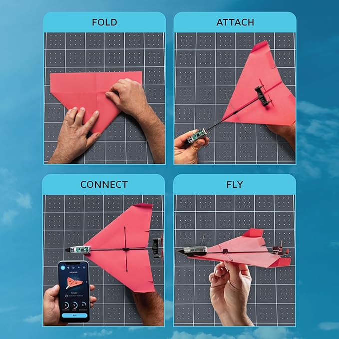 POWERUP 4.0 The Next-Generation Smartphone Controlled Paper Airplane Kit RC Controlled. Easy to Fly with Autopilot &amp Gyro Stabilizer. for Hobbyists Pilots Tinkerers.