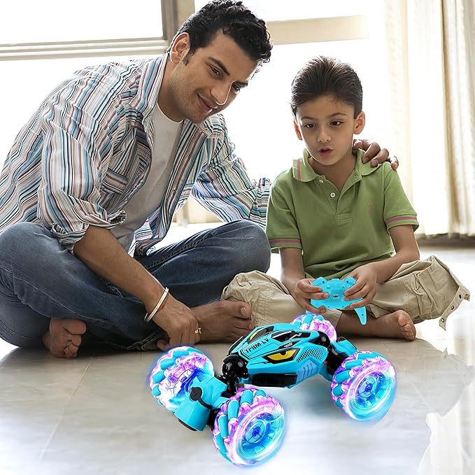 Gesture Sensing RC Stunt Car - Boys Toys Age 6-12 Year Old for Birthday Gifts 2.4GHz 4WD Remote Control Toy with Dual Spray All-Terrain Off-Road Vehicle with Lights &amp Music