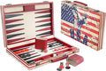 15 Inches Backgammon Sets for Adults Leather Travel Backgammon Set with American Flag Design Classic Board Game for Friends Party or Family Game Night