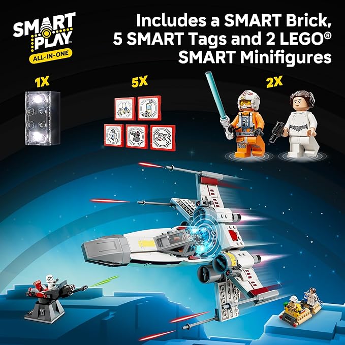 LEGO Star Wars SMART Play: Luke’s Red Five X-Wing Interactive Building Toy - All-in-One Set - Reacts to How You Move and Play with a SMART Brick - Gift for Boys Girls Kids Ages 6+ - 75423