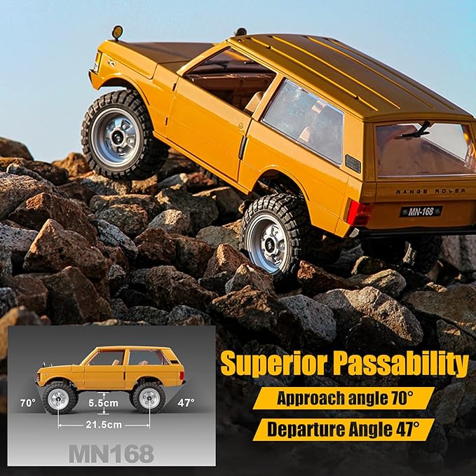 MN-168 1/12 RC Crawler Ranger Rover 1970 RC Truck 4x4 Off Road Car 2.4GHz RC Rock Climber Vehicles with 7.4V 1200mAh Battery RTR for Adults (Blue)