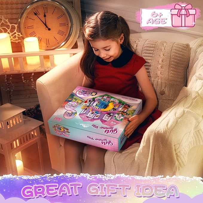Pink Girls Summer Villa Friends Building Block Set Compatible with Lego Friends Educational 3 in 1 Construction Toy with Pool Slide Monkey and Swing for Kids Age 6 8 12 and Up 1026PCS