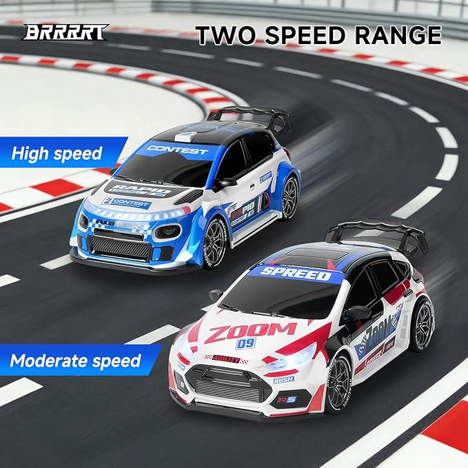 BRRRRT 1:24 Remote Control Rally CarDrift Car with LED Lights4WD High Speed Remote Control Cars for Boys and Girls Age 6+