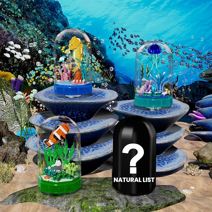 Sea Creature Collections Jellyfish Building Sets with Seaweed and Coral 10101 Sea Animal Building Kits for Adults and Kid Boys Girls 8 9 10 405 PCS Natural Style Ocean STEM Toy Music Box with Lights