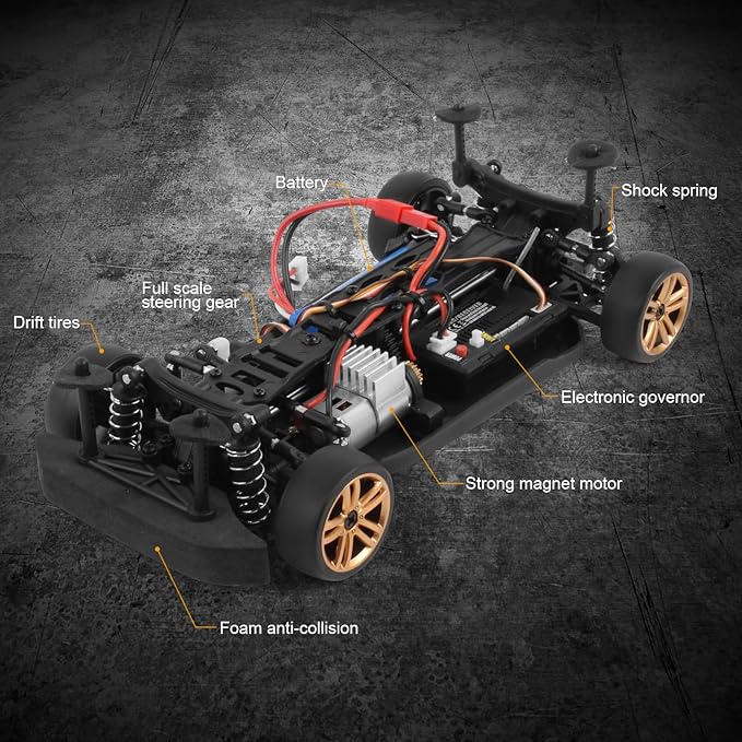 GoolRC RC Drift Car 1:18 Scale Remote Control Car 2.4GHz 4WD 30KM/H High Speed RC Racing Cars with LED Light Strip and 3 Batteries for Adults