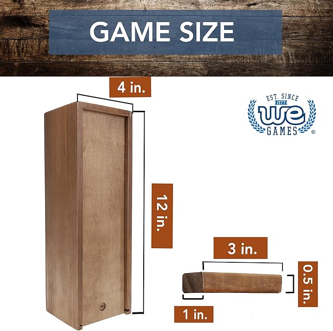 WE Games Wooden Block Stacking Party Game for Adults Tumble Tower Wedding Guest Book Alternative Tabletop Games Includes Storage Case 12 inches