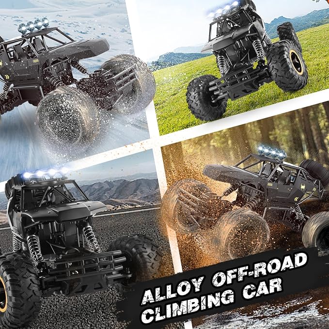 RC Cars Remote Control Car 1:12 Off Road Truck Metal Shell LED Headlights Offroad Monster RC Truck 4x4 All Terrain Hobby RC Cars Toys for Boys Kids Adults Gifts 8-12