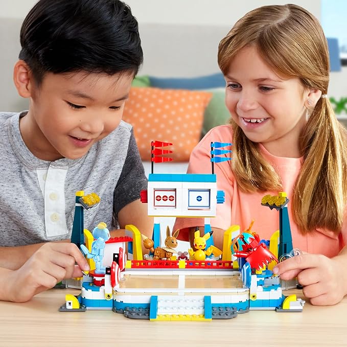MEGA Pokémon Building Toys Set Training Stadium with 1101 Pieces 5 Poseable Characters and Battle Play for Kids