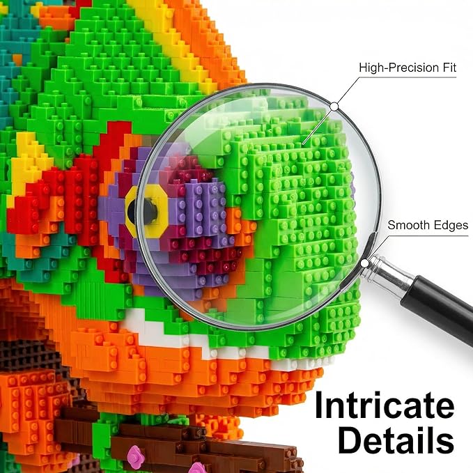 Chameleon 3D Wall Art Micro Mini Building Blocks Set Animal Mosaic Display Model for Wall or Tabletop Decor 2688 Micro Pieces with Step-by-Step Instructions Creative Gift for Teens &amp Adults