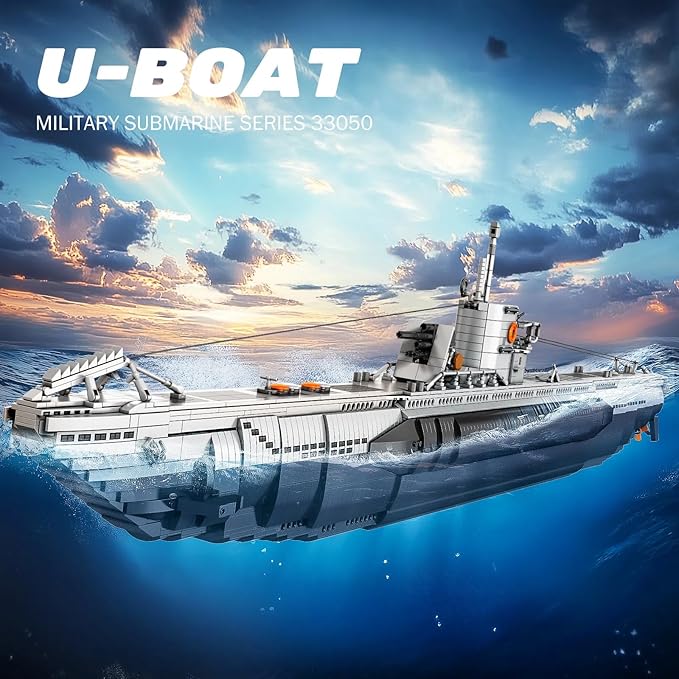Reobrix U-Boat Submarine Building Set Military Submarine Model Kit for Adults WW2 History Collectible Home Decor Battleship Construction Set 33050 Army Toy Gifts for Boys Men Military Fans