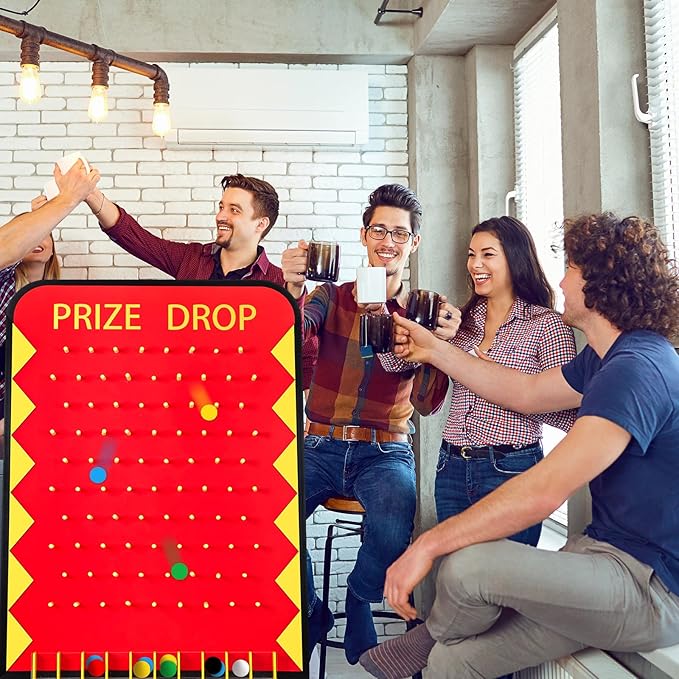 Blosssound 41.3 x 29.5 Extra Large Prize Drop Board Game Family Foldable Wood Disk Drop Game with 24 Colored Wooden Discs for Party Show Carnival Activity(Casino Style)
