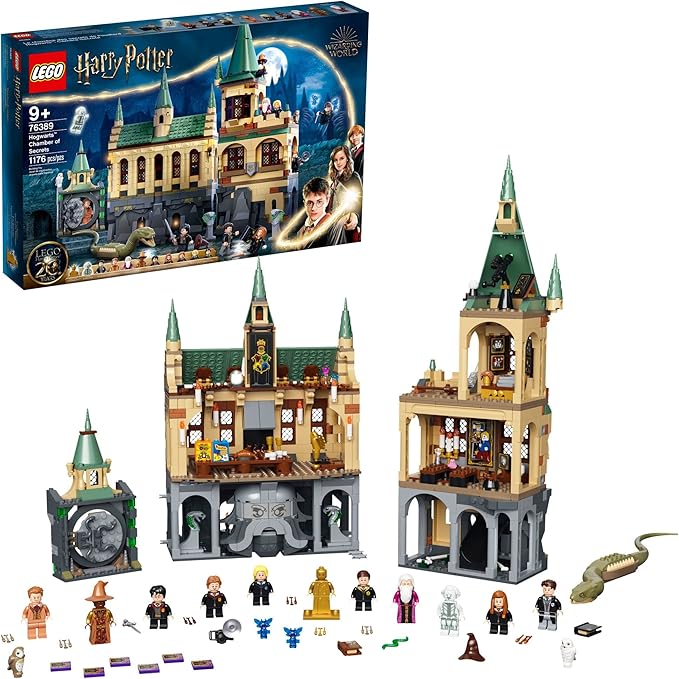 LEGO Harry Potter Hogwarts Chamber of Secrets 76389 Castle Toy with The Great Hall 20th Anniversary Model Set with Collectible Golden Voldemort Minifigure and Glow-in-The-Dark Nearly Headless Nick