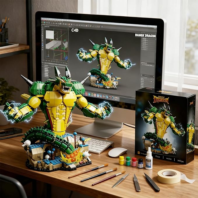 Animal Dragon Building Blocks Sets Anime Chinese Dragon Building Kits Model Home Office Decor Creative Birthday Gift for Adults Teens 1907PCS