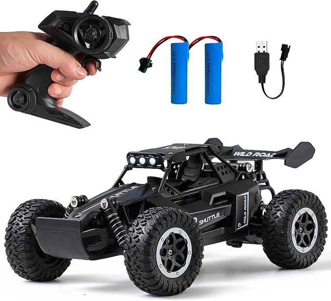Remote Control Car RC Cars 1:16 All Terrain Monster Truck LED Headlights Outdoor 2WD Off Road Hobby RC 2.4GHz High Speed 20Km/h RC Car Toys Gift for Kids Boys 3 4 5-12 (Black)