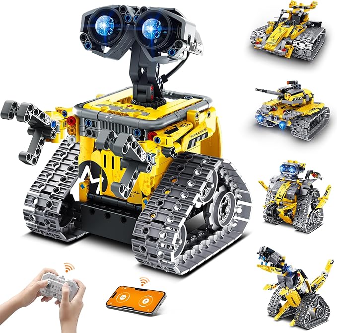 STEM Robot Building Kit Gift for Boys Ages 8-12 with Remote Control Technic Coding Robotic Toy for Kids’ Birthday Buildable 5-in-1 Models with 488 Pieces