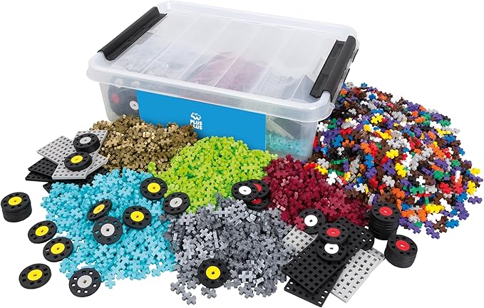 PLUS PLUS - GO! Educational Tub - 2600 Pieces / 10 Baseplates / 40 Wheels - Vehicle Construction Building Stem / Steam Toy Interlocking Mini Puzzle Blocks for Kids
