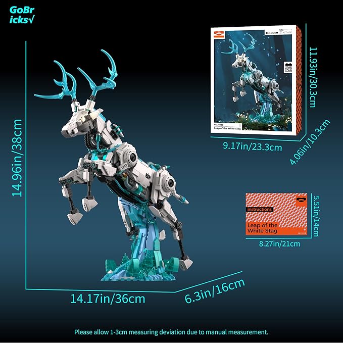 Steampunk Building Blocks for Adults Teens 14+ Mecha Reindeer Toy Buildings Sets DIY Model Building Kits Room Home Office Decor Birthday 1566PCS