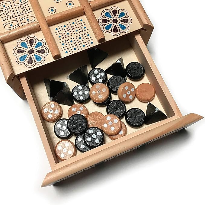 WE Games The Royal Game of UR - Wood Board with Storage Drawer | One of The Oldest Strategy Games in The World