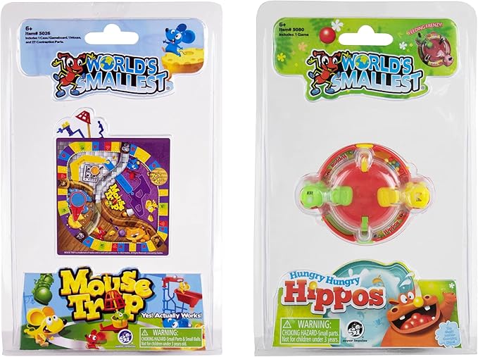 World's Smallest Games Bundle Set of 2 - Mouse Trap and Hungry Hungry Hippos