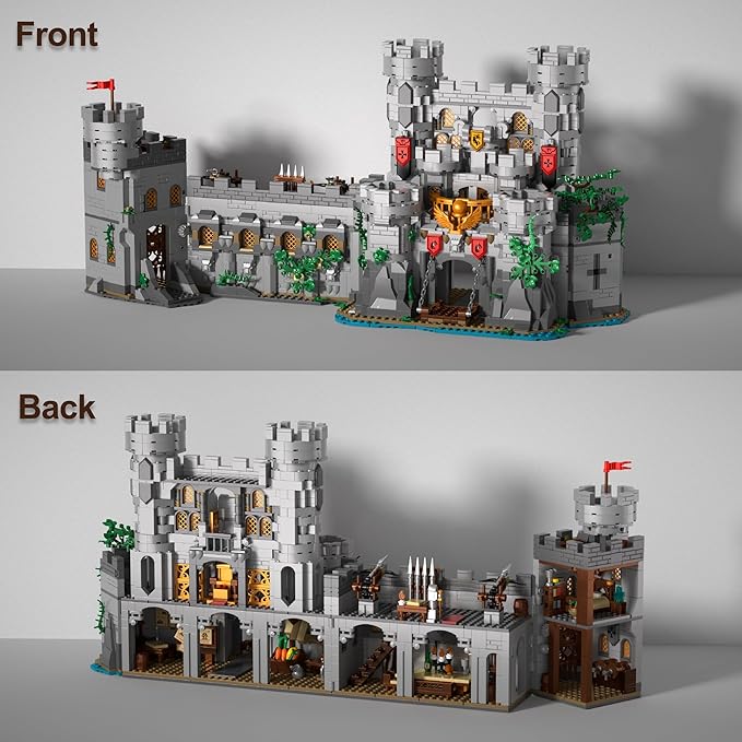 Medieval Castle Building Blocks for Adults Toy Buildings Set 2 in 1 Folding Model Kits for Teens Boy Girl 14+ Home Office Decor Birthday Sword of Holy Spirit Castle 2484PCS
