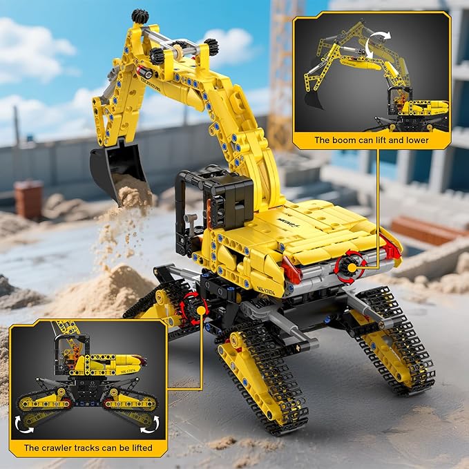 Mould King Crawler Excavator Building Sets 17076 Engineering Excavator Kits MOC Model Toys Birthday Gifts for Adults and Teens 14+ Construction Vehicle Set for Excavator Fans (840 Pcs)