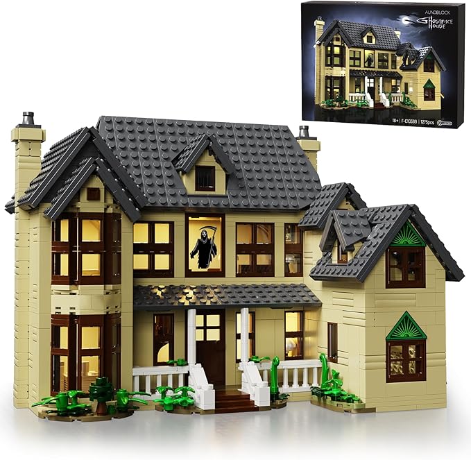 Horror House Building Block Set Scary Movie Haunted House Model Compatible with Lego Horror House Building Toy Halloween Decoration Gift for Man Woman or Horror Film Fans 18+(1275Pcs)