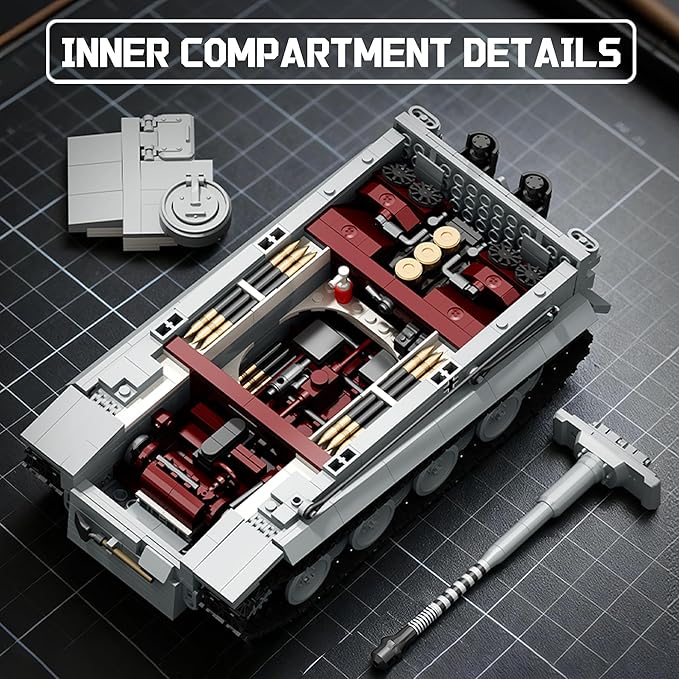 WW2 Tiger Heavy Tank S04 Building Sets Panzer VI Army Military Vehicles Collectible Model for Adults Boys 14+ 1544PCS White