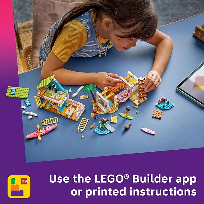 LEGO Friends Beach House with Seals Building Toy for Girls &amp Boys - Pretend Play Set for Kids Ages 7+ - W/3 Minidolls 2 Toy Animals &amp Accessories - Gift Idea for Birthdays - 42699