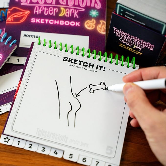 Telestrations: After Dark 8 Player 2nd Edition Board Game Adults-Only Laugh Out Loud Must Have Party Game Sketch What You Read &amp Guess What You Saw New Look Same NSFW Fun 4-8 Players Ages 18