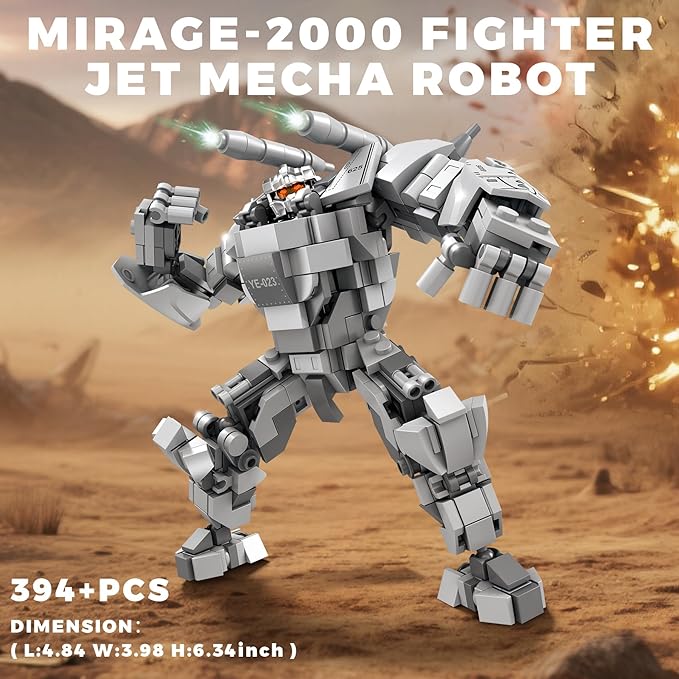 Transforming Mech Robot Building Blocks Set 4 Types of Destroy Warrior City Mecha Action Figure with Weapons Cool Creative Robots Toys Gift for Adults (1463 PCS)