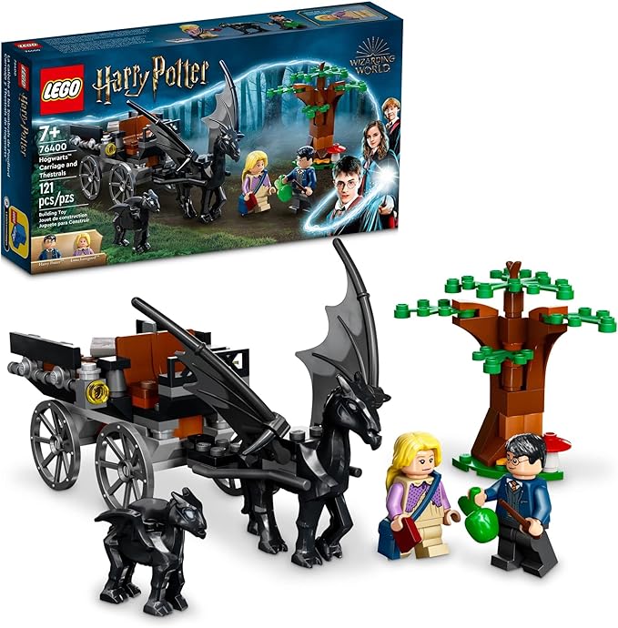 LEGO Harry Potter Hogwarts Carriage &amp Thestrals Set 76400 Building Toy for Kids 7 Plus Years Old with 2 Winged Horse Figures and Luna Lovegood Minifigure