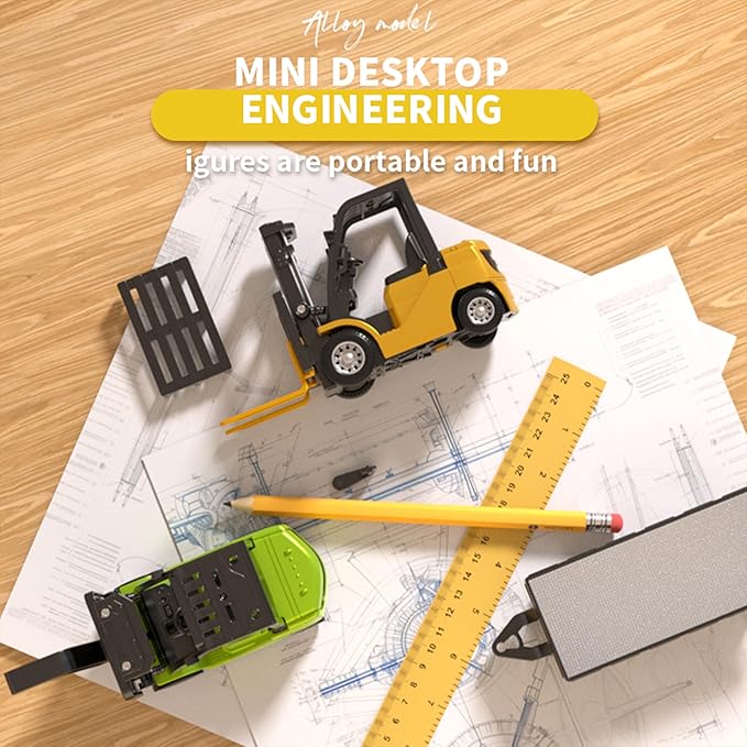 Mini RC Forklift Toy 3 in 1 Remote Control Forklift Trailer 10 Channel Mini Forklift Remote Control with Liftable Fork &amp Hook 1/64 Desktop RC Construction Vehicles for Adults Kids Boy Gift