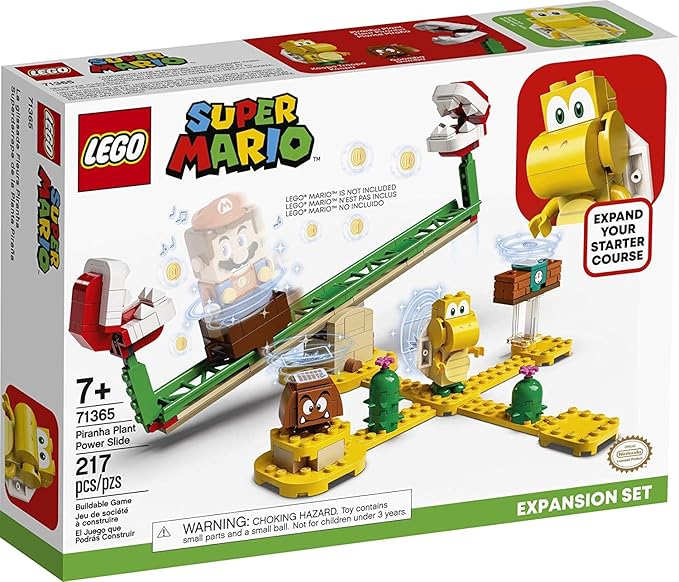 LEGO Super Mario Piranha Plant Power Slide Expansion Set 71365 Building Kit for Kids to Combine with The Super Mario Adventures with Mario Starter Course (71360) Playset (217 Pieces)